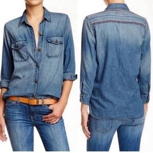 Current/Elliott Blue Denim Button-Down Shirt